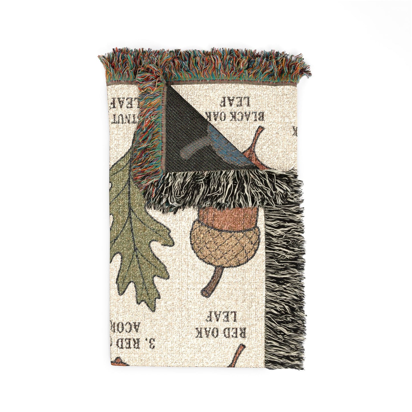 Autumn Acorns & Oak Leaves Woven Blanket – Cozy Fall Throw