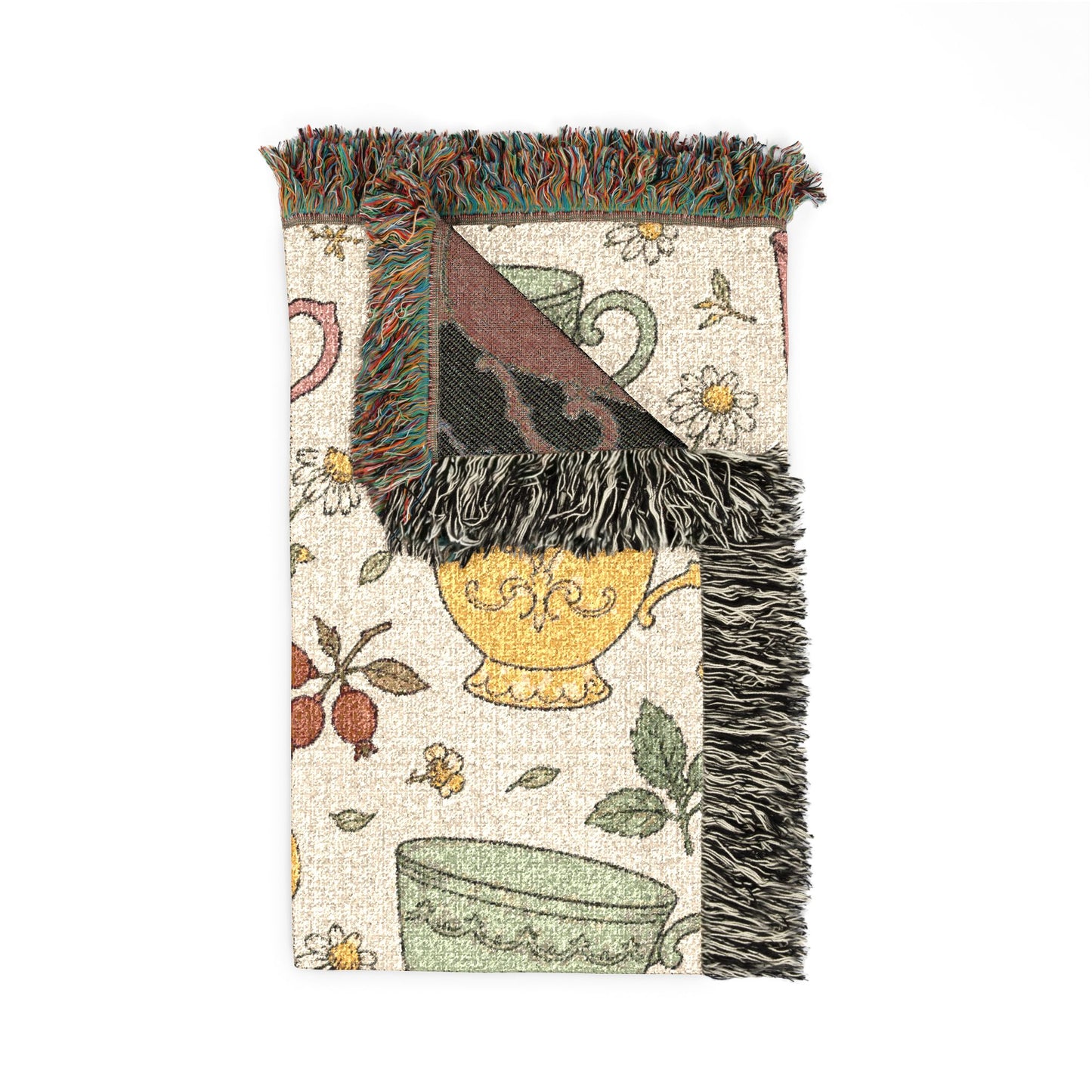 Herbalist Woven Tea Kettle Blanket — Cozy Vintage Kitchen Throw