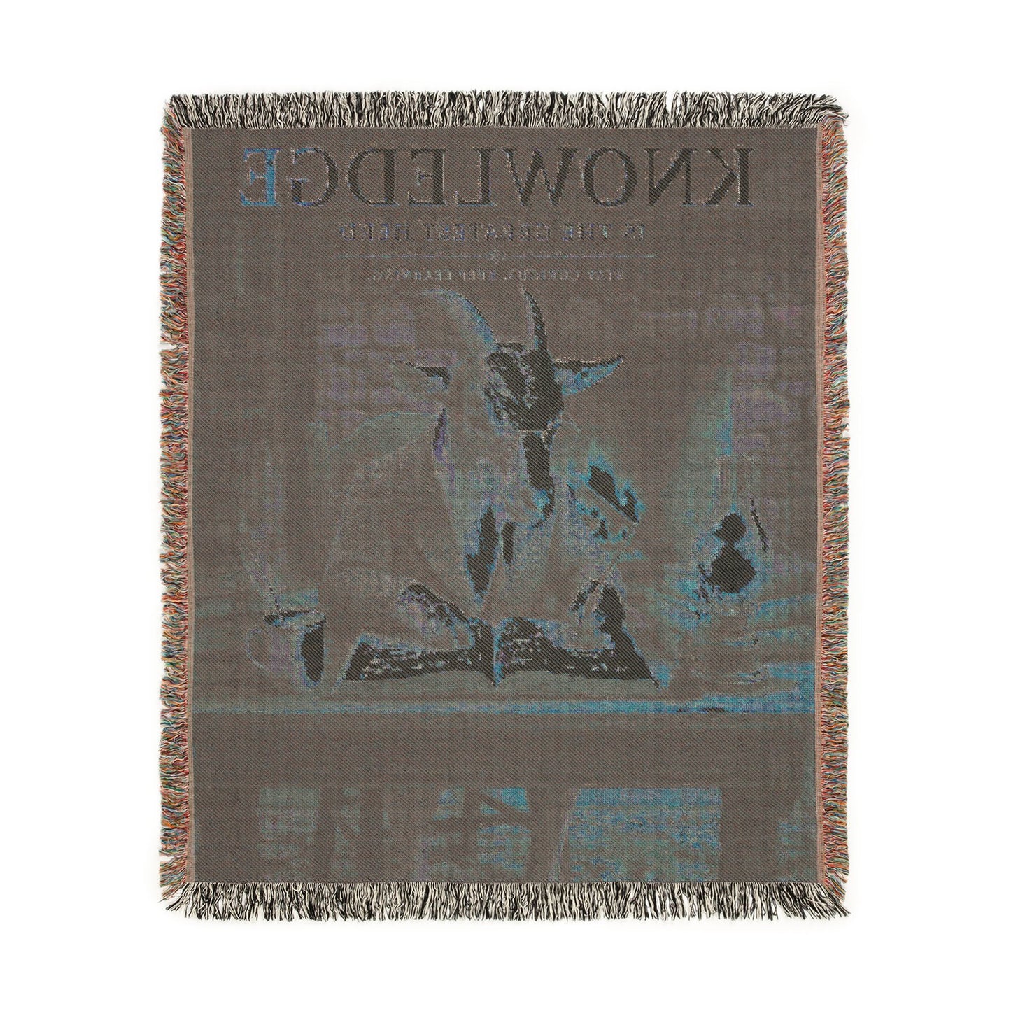 Knowledge Goat Scholar Woven Blanket Library Throw