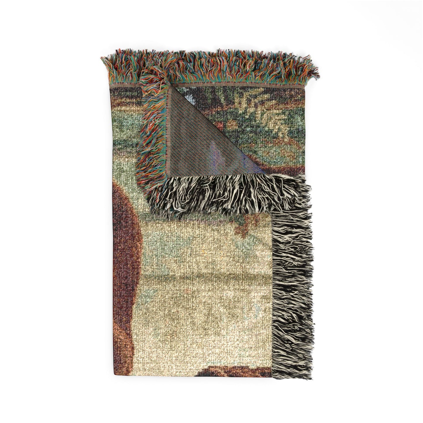 Deer & Hare Woven Throw Blanket — Woodland Tapestry Cabin Decor