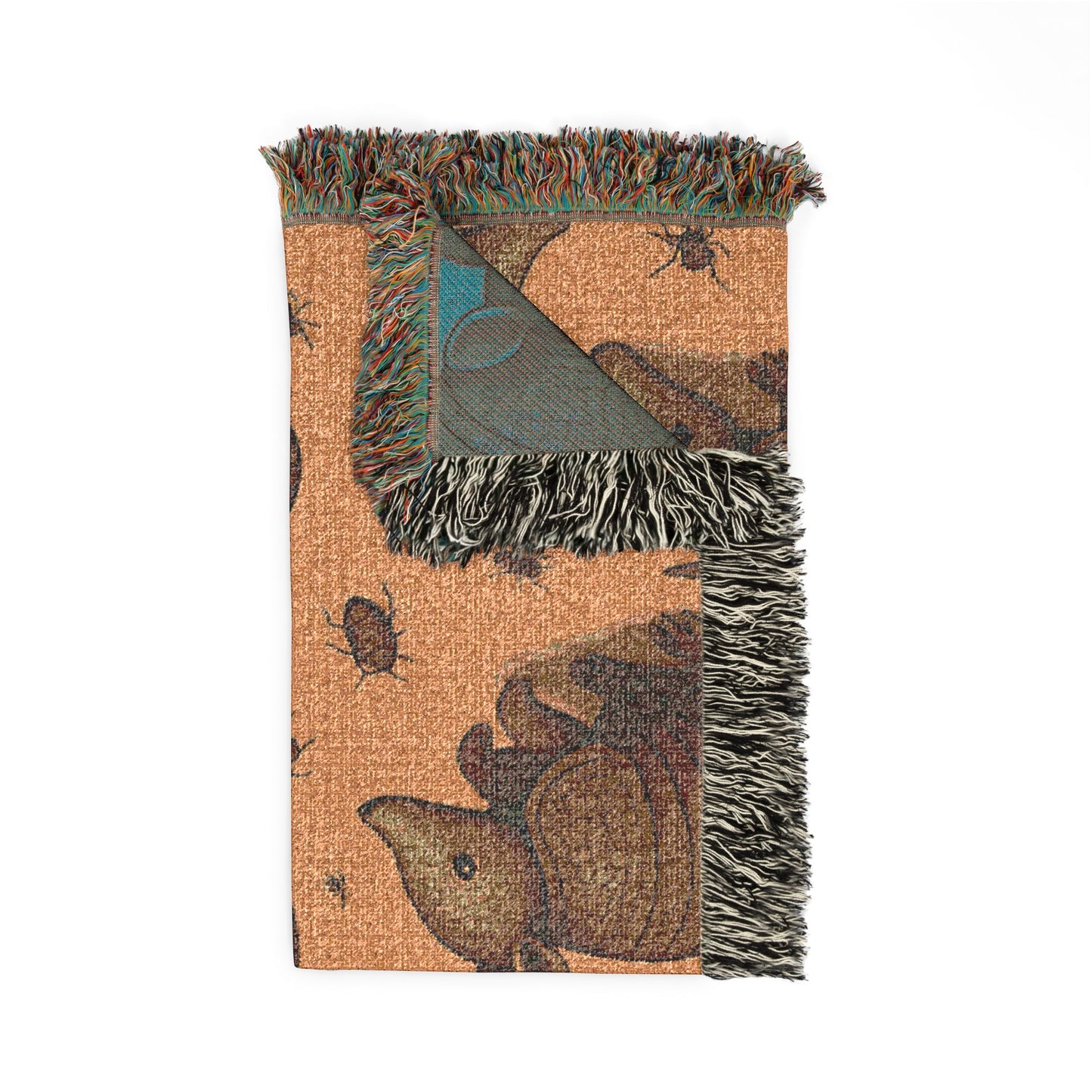 Armadillo and Bugs Pattern Woven Blanket — Cozy Southwestern Throw for Living Room or Cabin