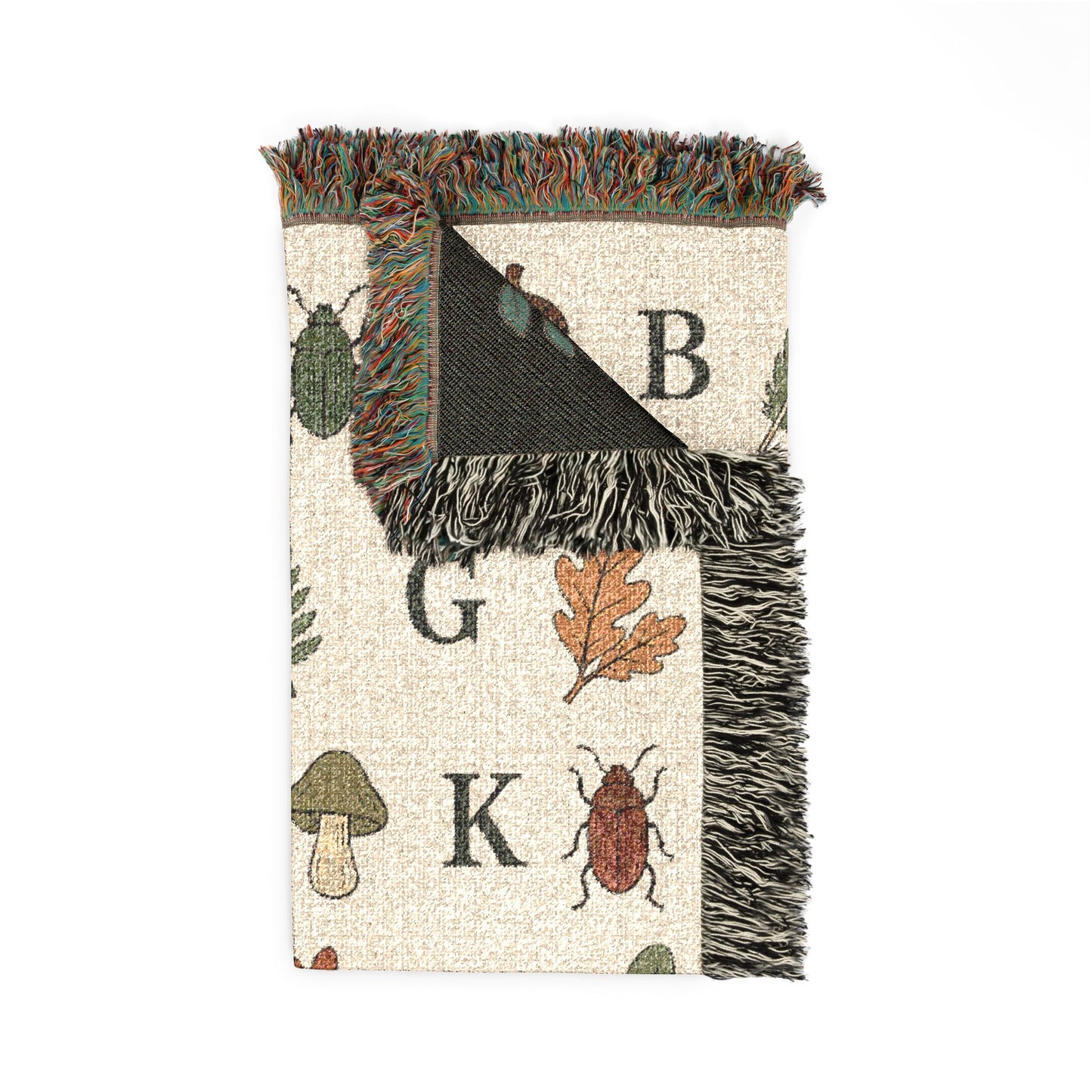 Autumn Alphabet Woven Blanket – Fall Leaves & Acorn Throw for Kids & Nursery