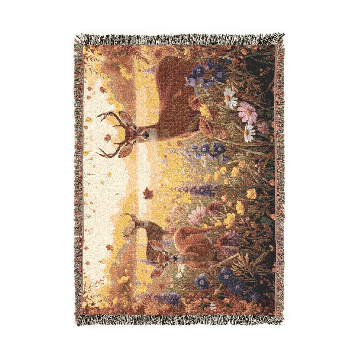 Deer Meadow Woven Blanket – Scenic Rustic Lodge Throw