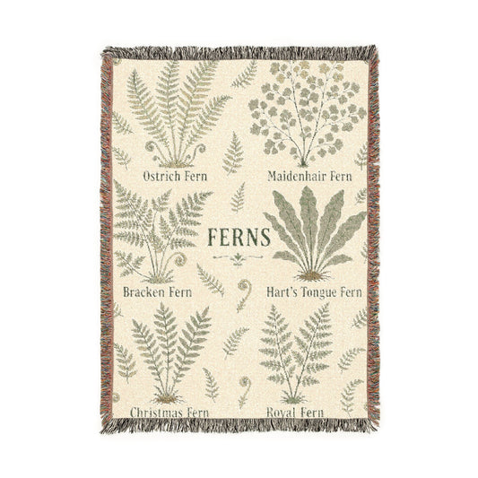 Homeschool ferns Throw Blanket — Botanical Vintage Herb Design