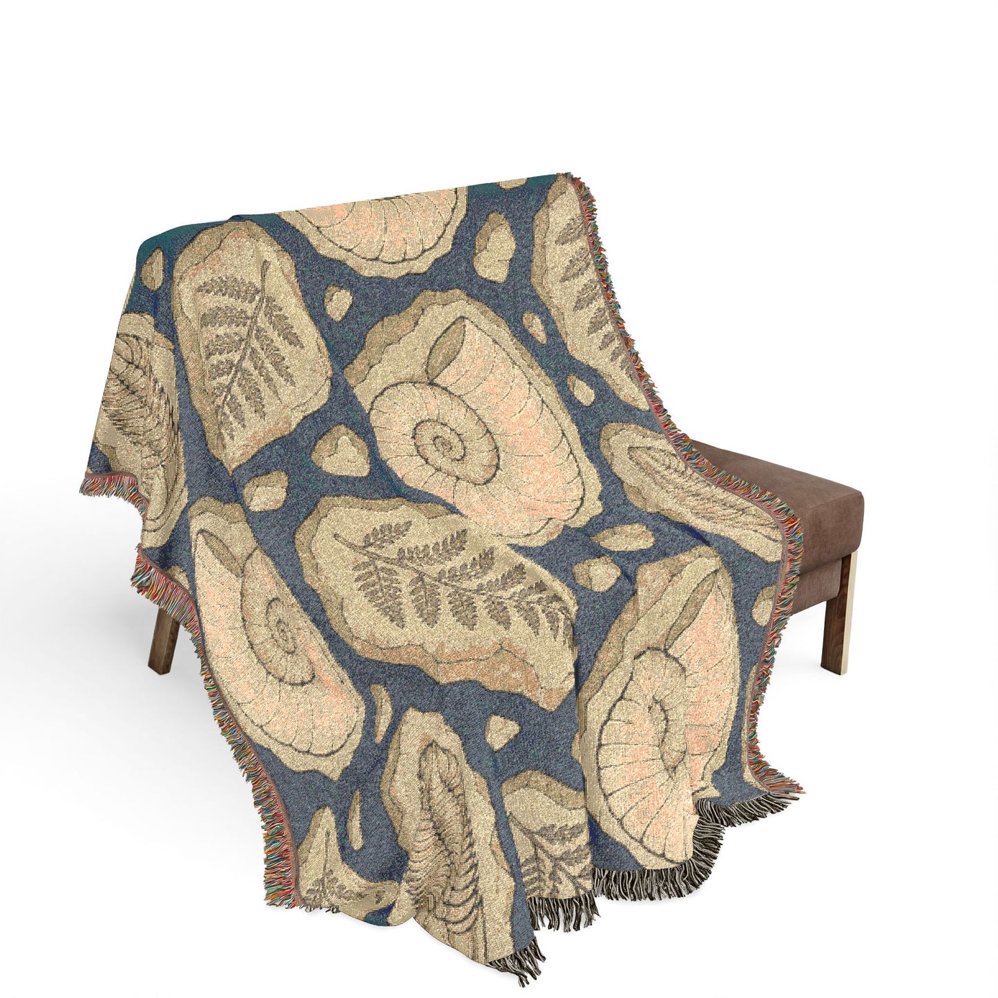 Fossils and Ferns Woven Throw Blanket — Nautical Coastal Home Decor