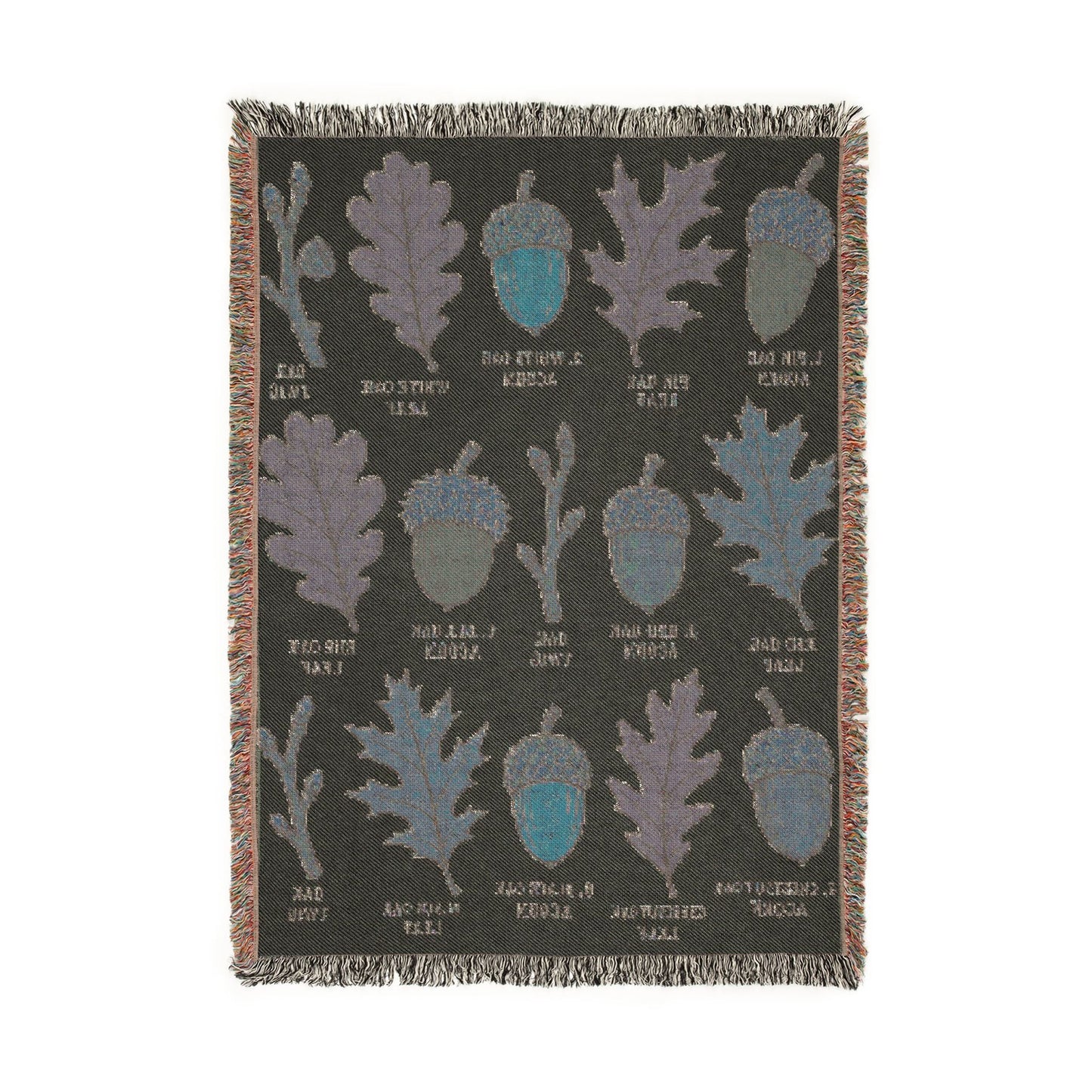 Autumn Acorns & Oak Leaves Woven Blanket – Cozy Fall Throw
