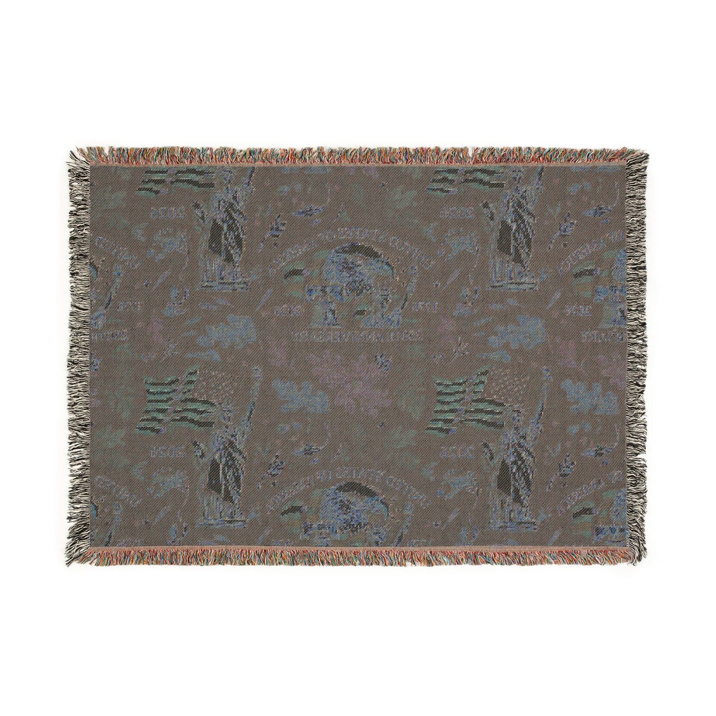 American Heritage Woven Blanket - Patriotic Flag & Eagle Tapestry Throw
