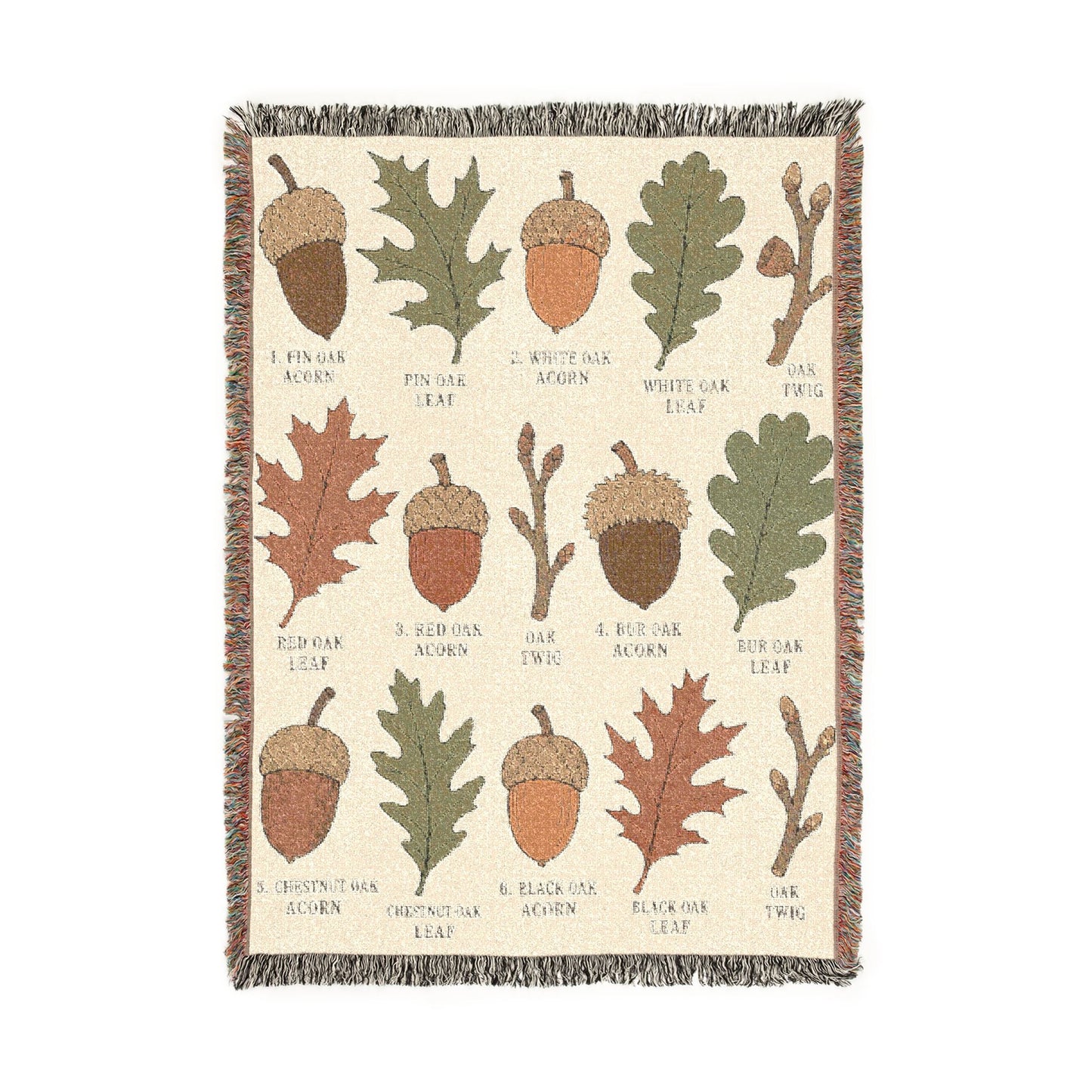 Autumn Acorns & Oak Leaves Woven Blanket – Cozy Fall Throw