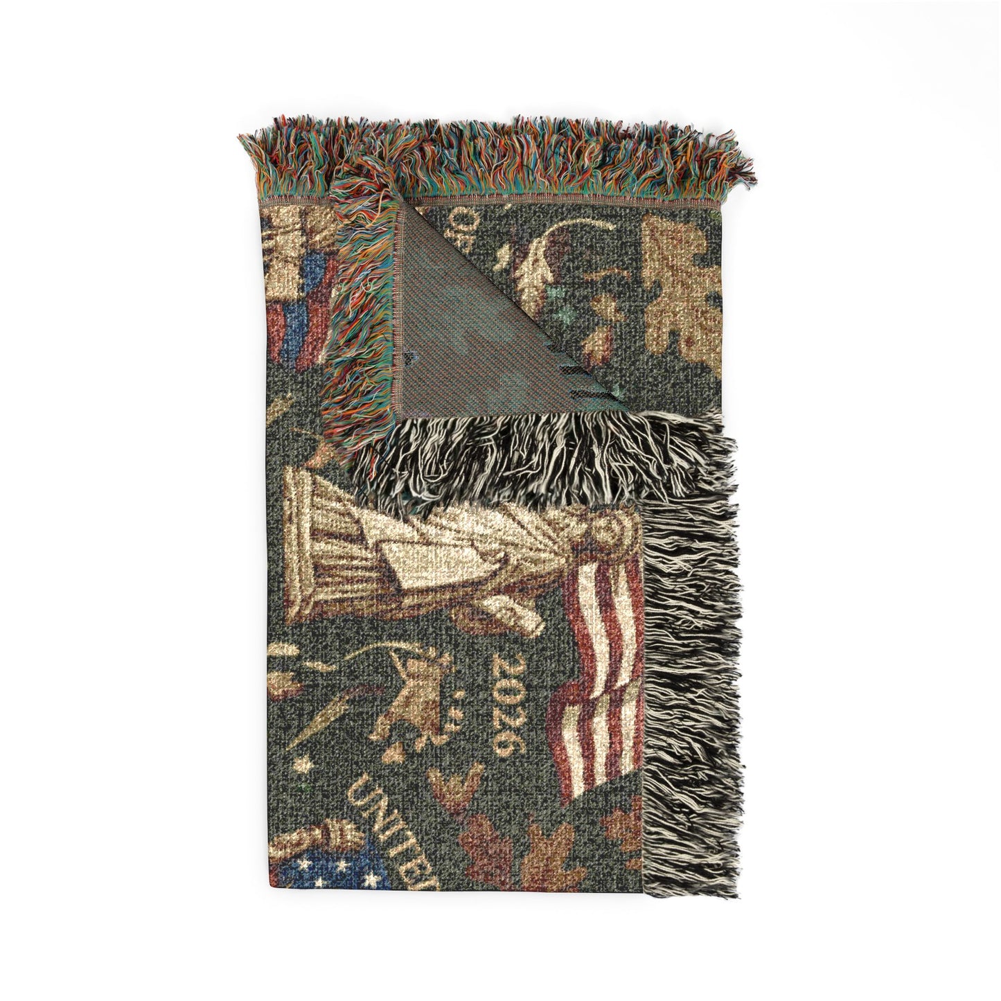 American Heritage Woven Blanket - Patriotic Flag & Eagle Tapestry Throw