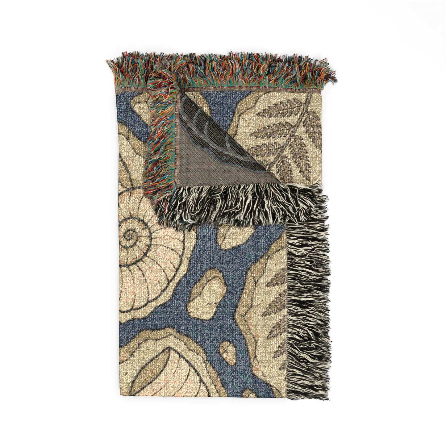 Fossils and Ferns Woven Throw Blanket — Nautical Coastal Home Decor