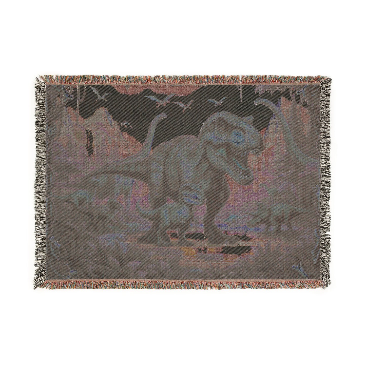 T-Rex Jurassic Woven Blanket – Dinosaur Throw for Kids & Fans