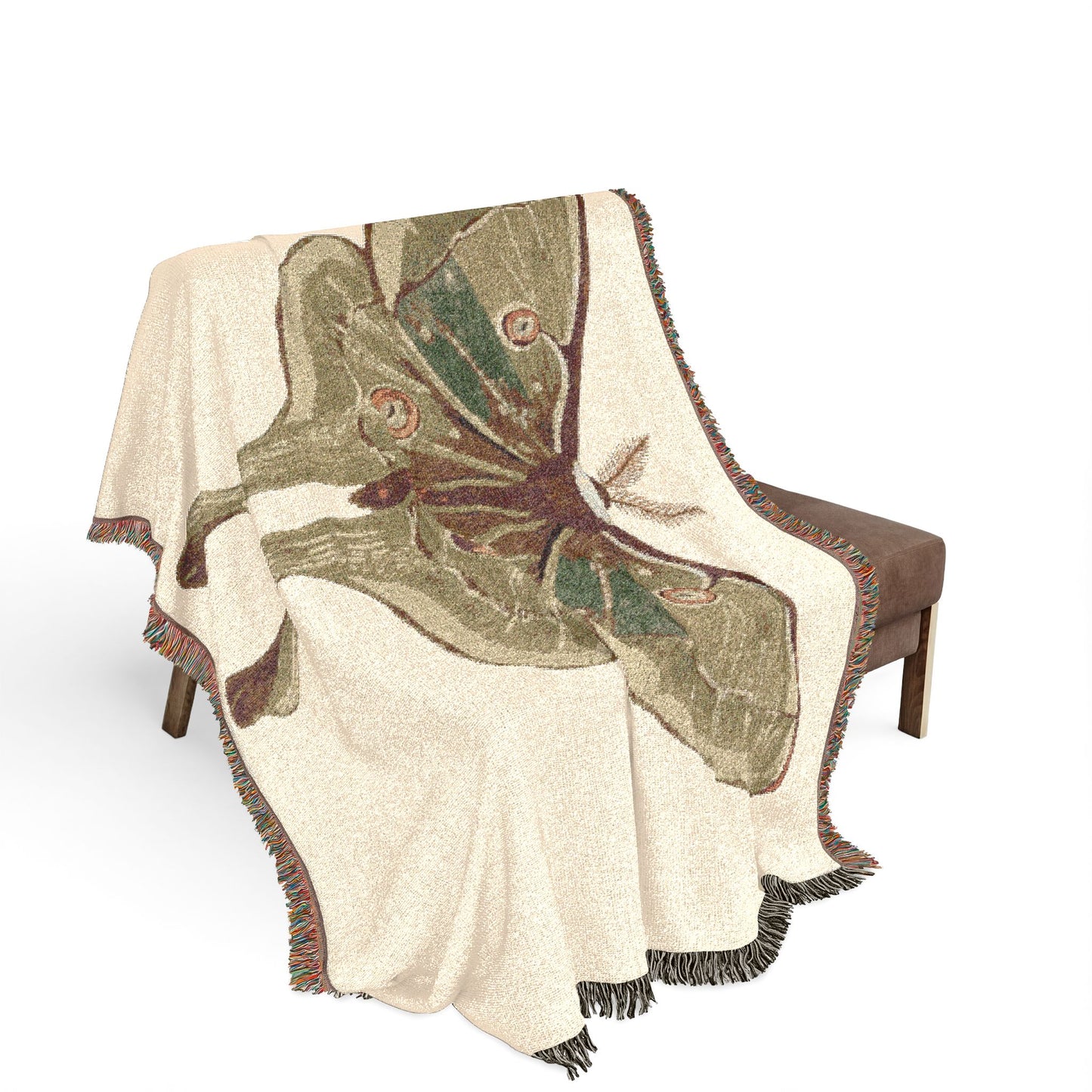 Luna Moth Woven Throw Blanket — Nature-Inspired Decorative Tapestry Blanket