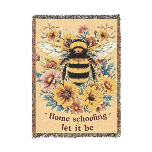 Bee & Sunflower Woven Blanket — "Let it Be" Homeschool Cozy Throw