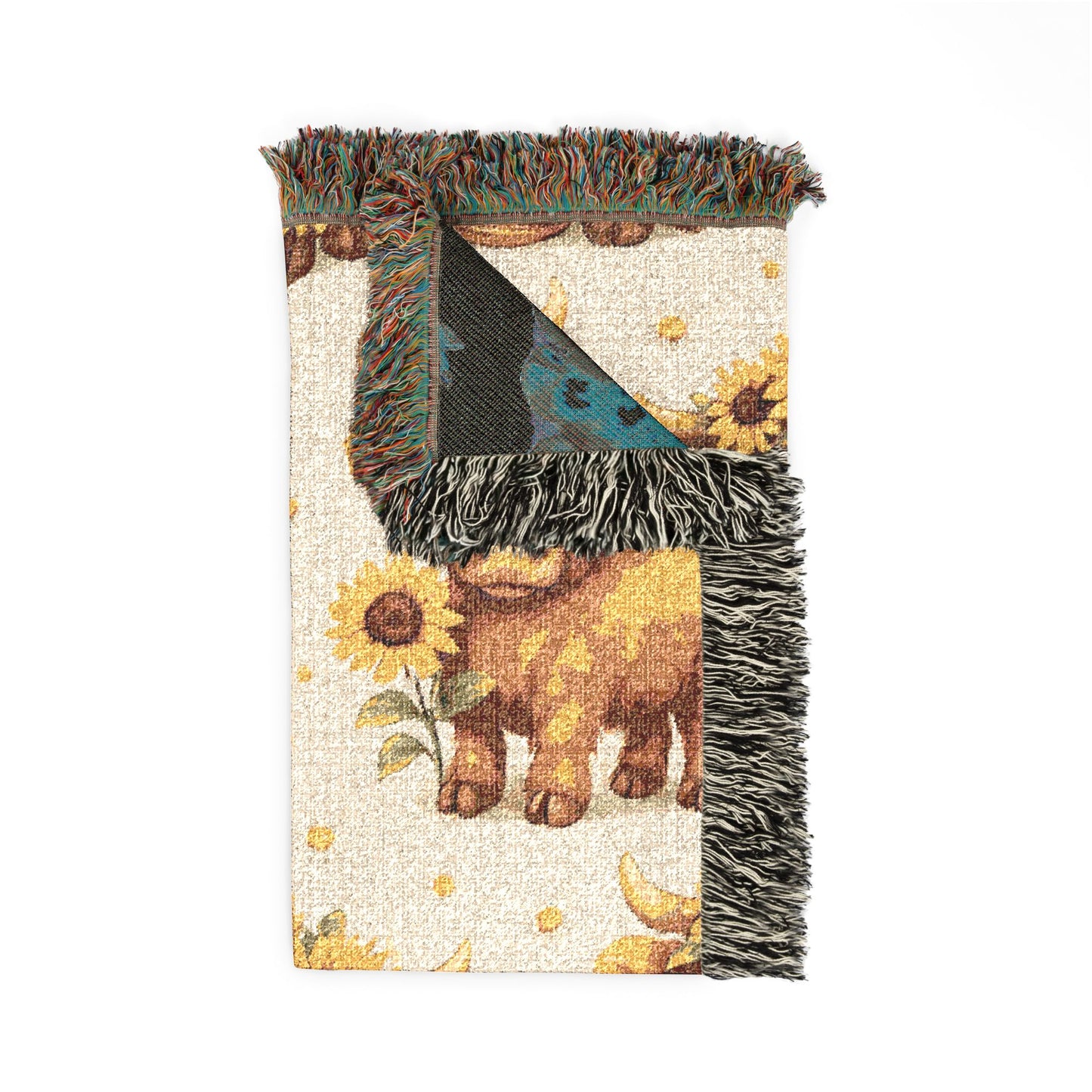 Highland cow and Sunflower Woven Blanket — Cozy Throw for Nursery & Living Room