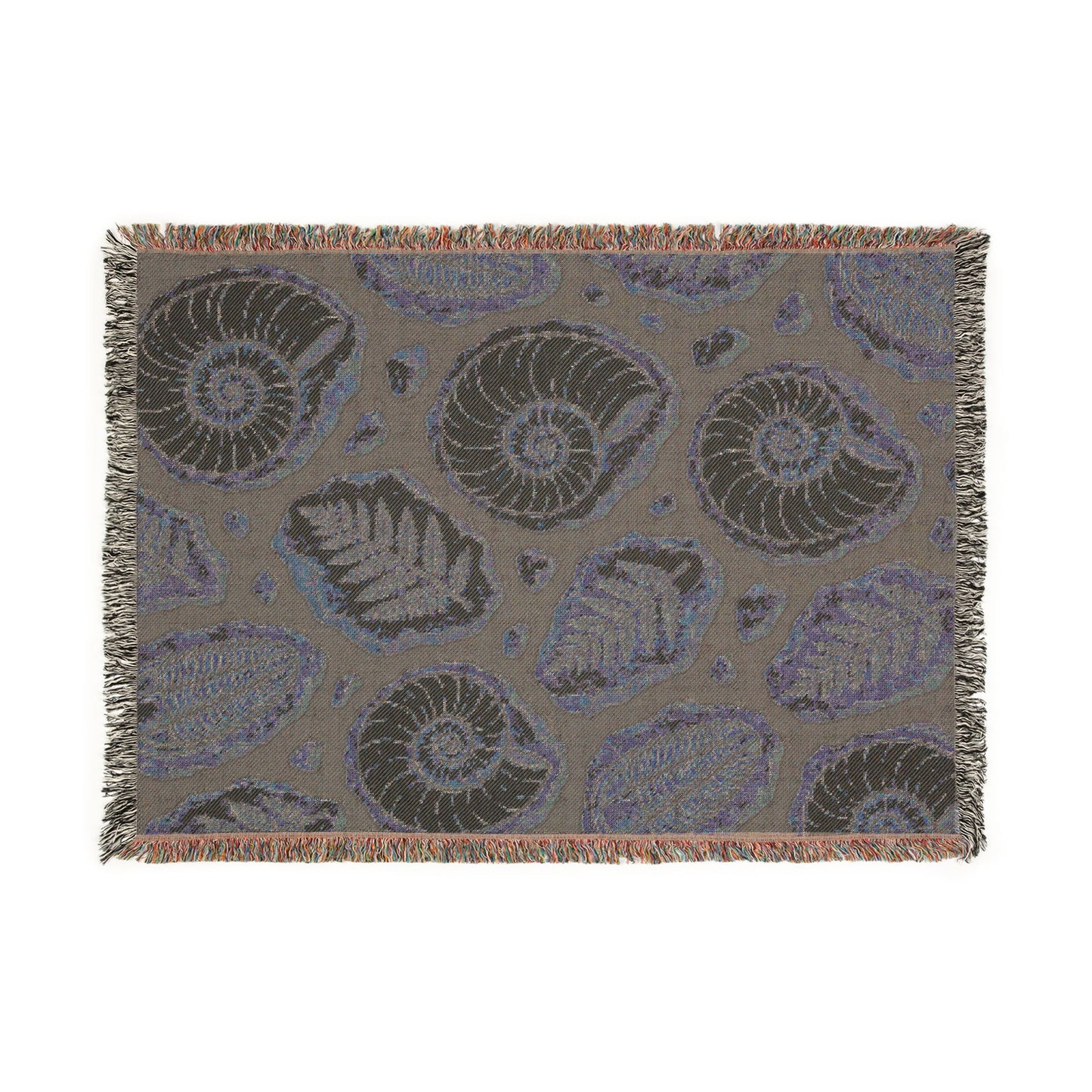 Fossils and Ferns Woven Throw Blanket — Nautical Coastal Home Decor