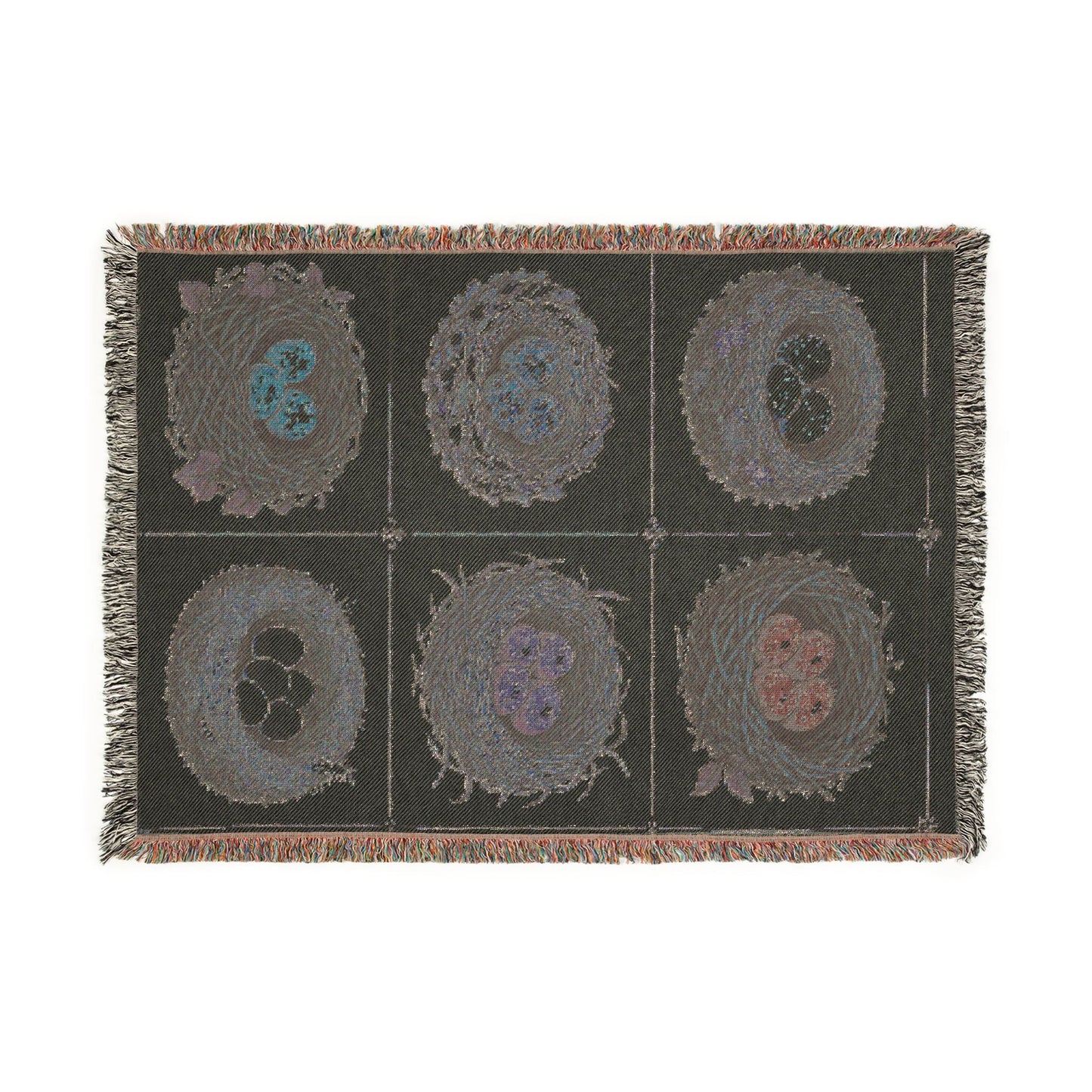 Bird Nest Eggs Woven Blanket — Rustic Spring Throw for Nature Lovers