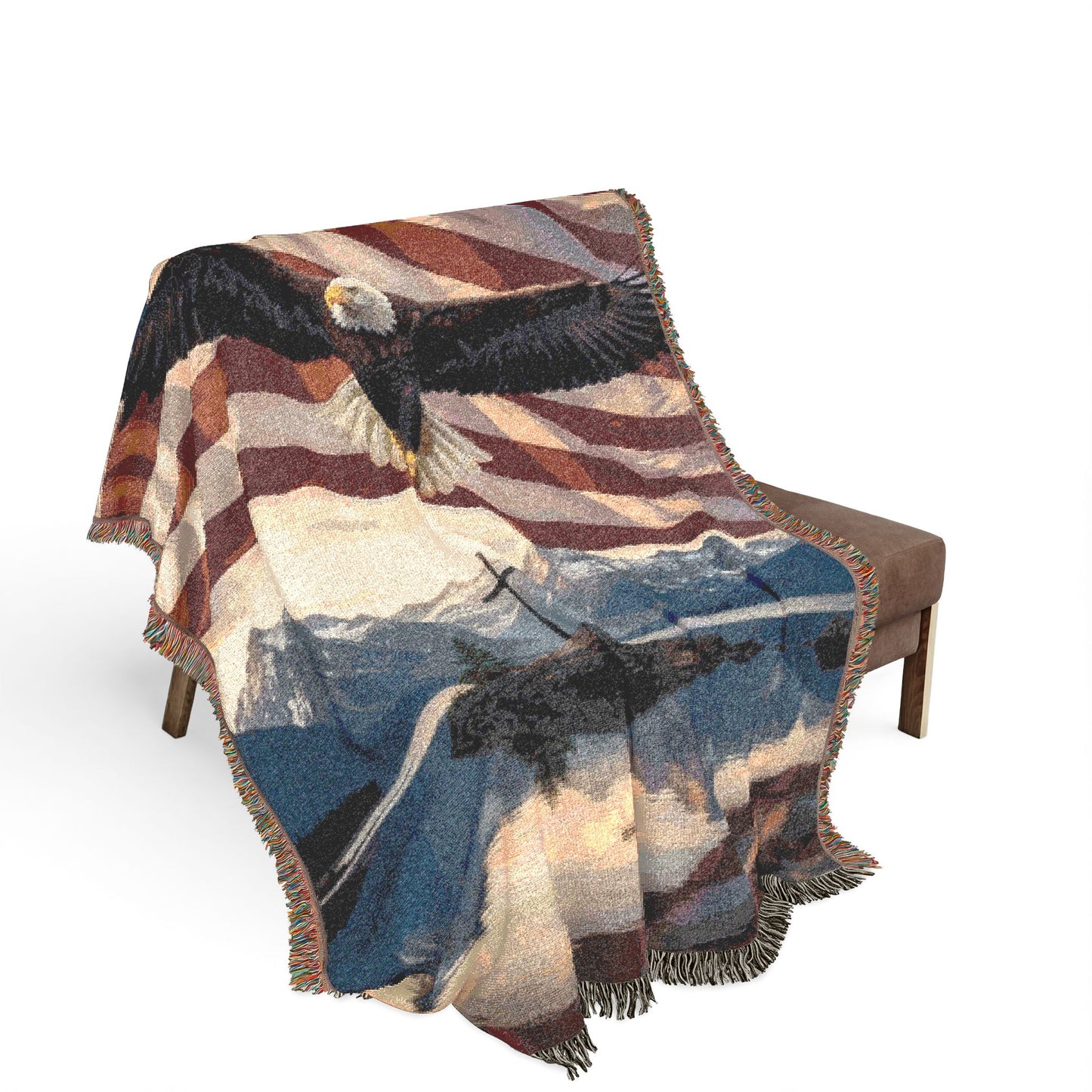 Patriotic Eagle Woven Blanket – American Flag Throw for Veterans & Outdoor Décor