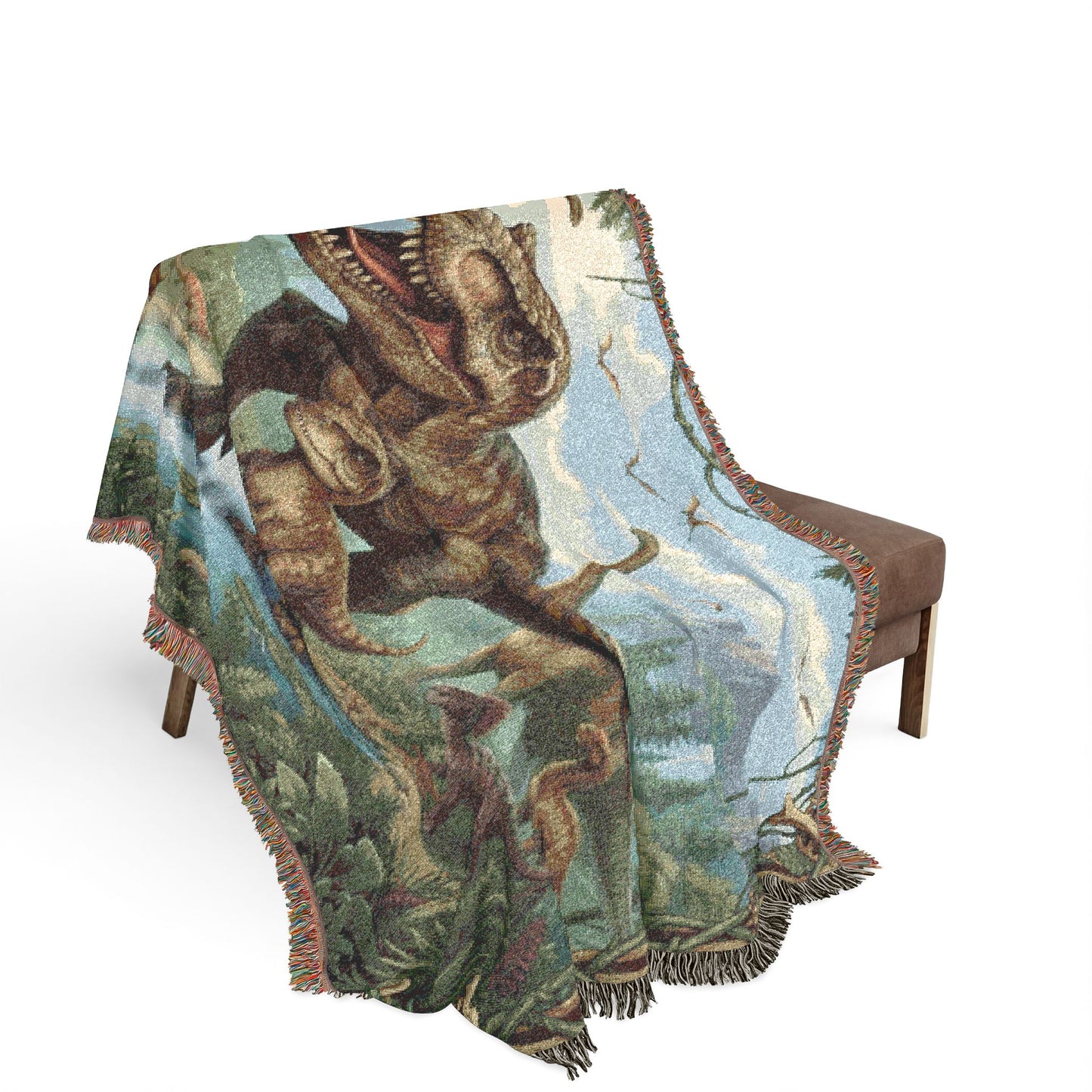 T-Rex Jurassic Woven Blanket – Dinosaur Throw for Kids & Fans