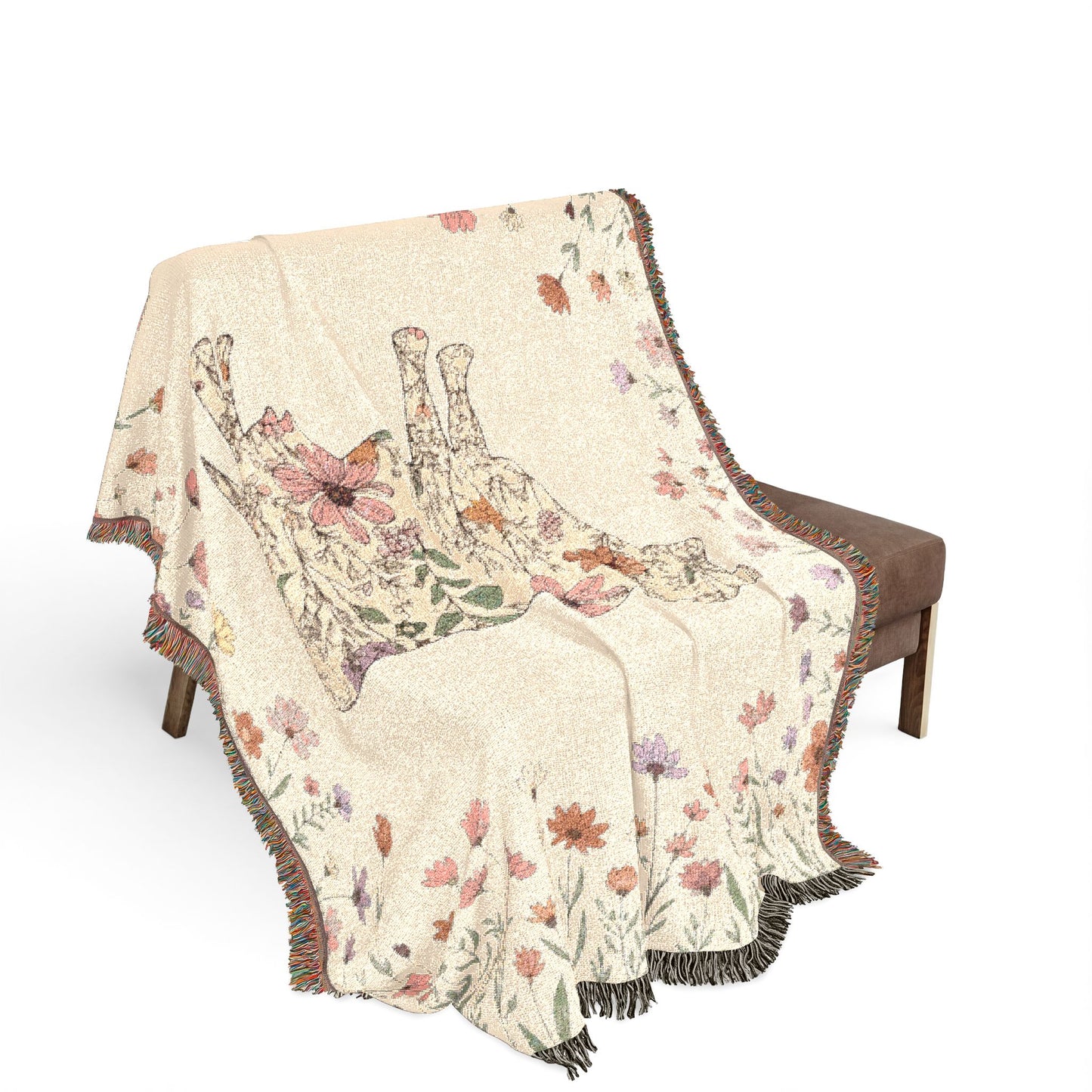Floral Cow Tapestry Woven Blanket – Southwestern Floral Cow Throw