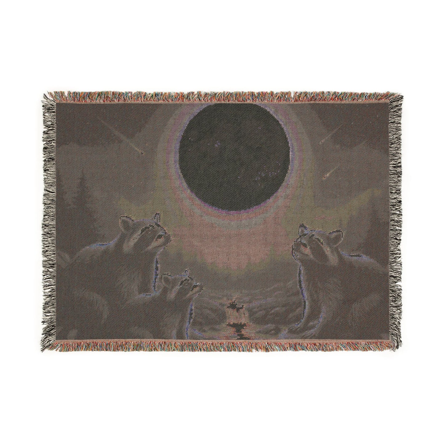 Moonlit Wolves Woven Blanket
