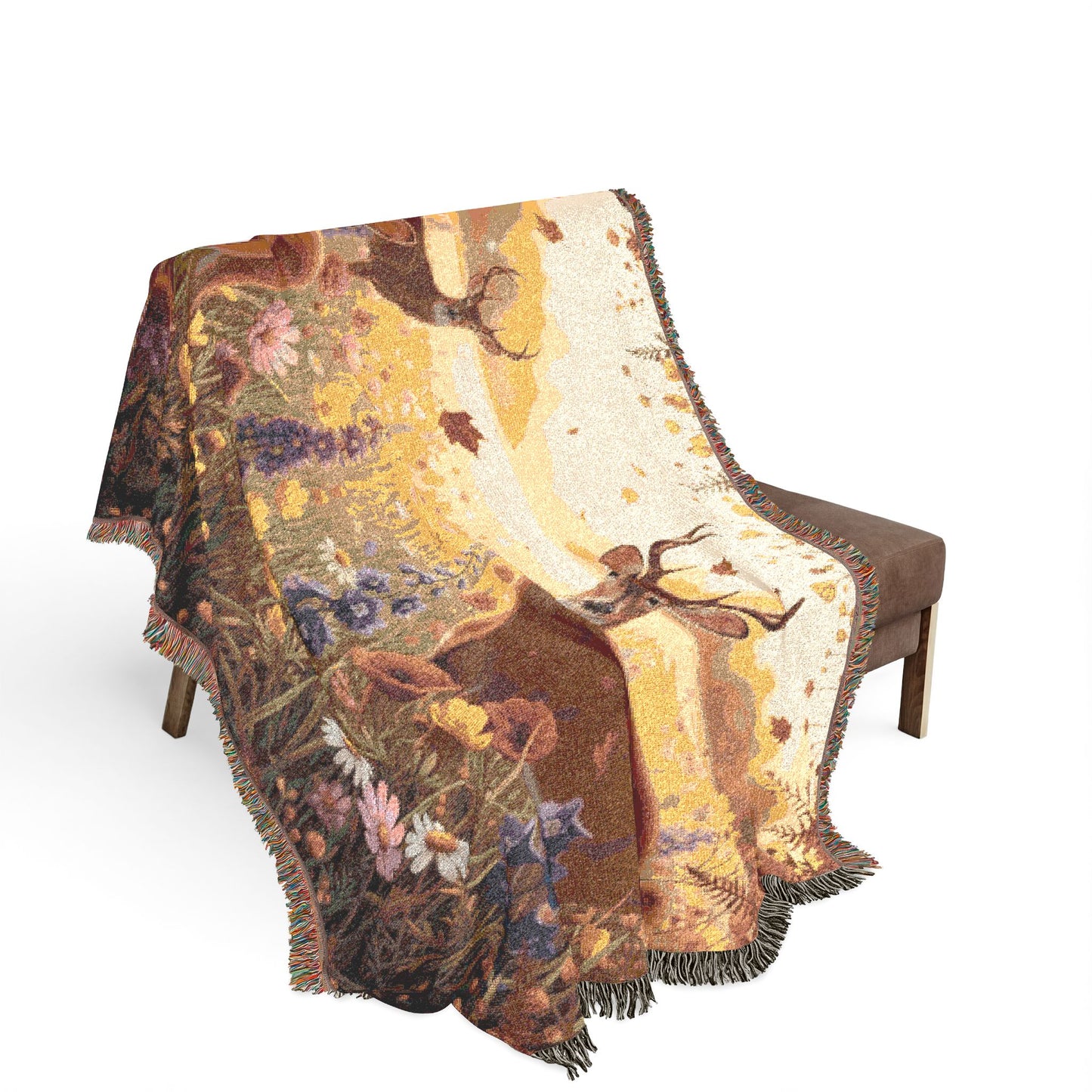 Deer Meadow Woven Blanket – Scenic Rustic Lodge Throw