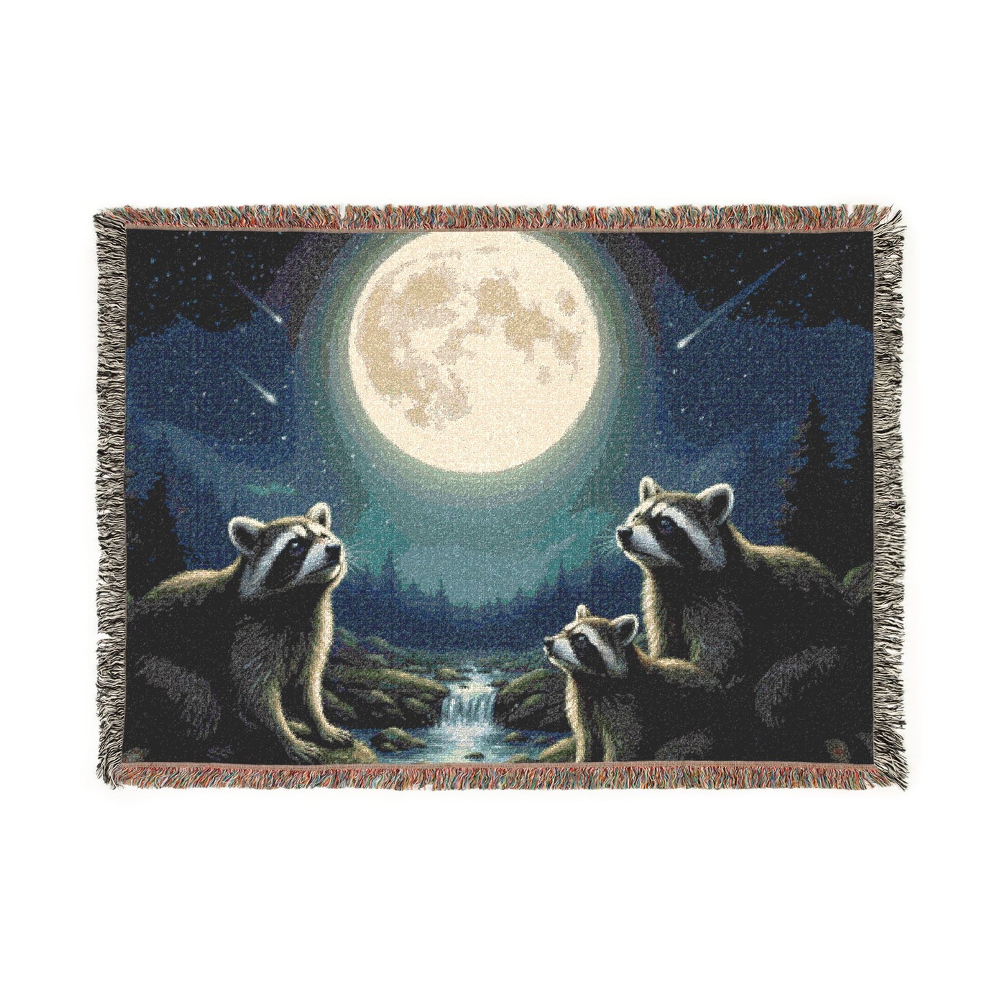 Moonlit Wolves Woven Blanket