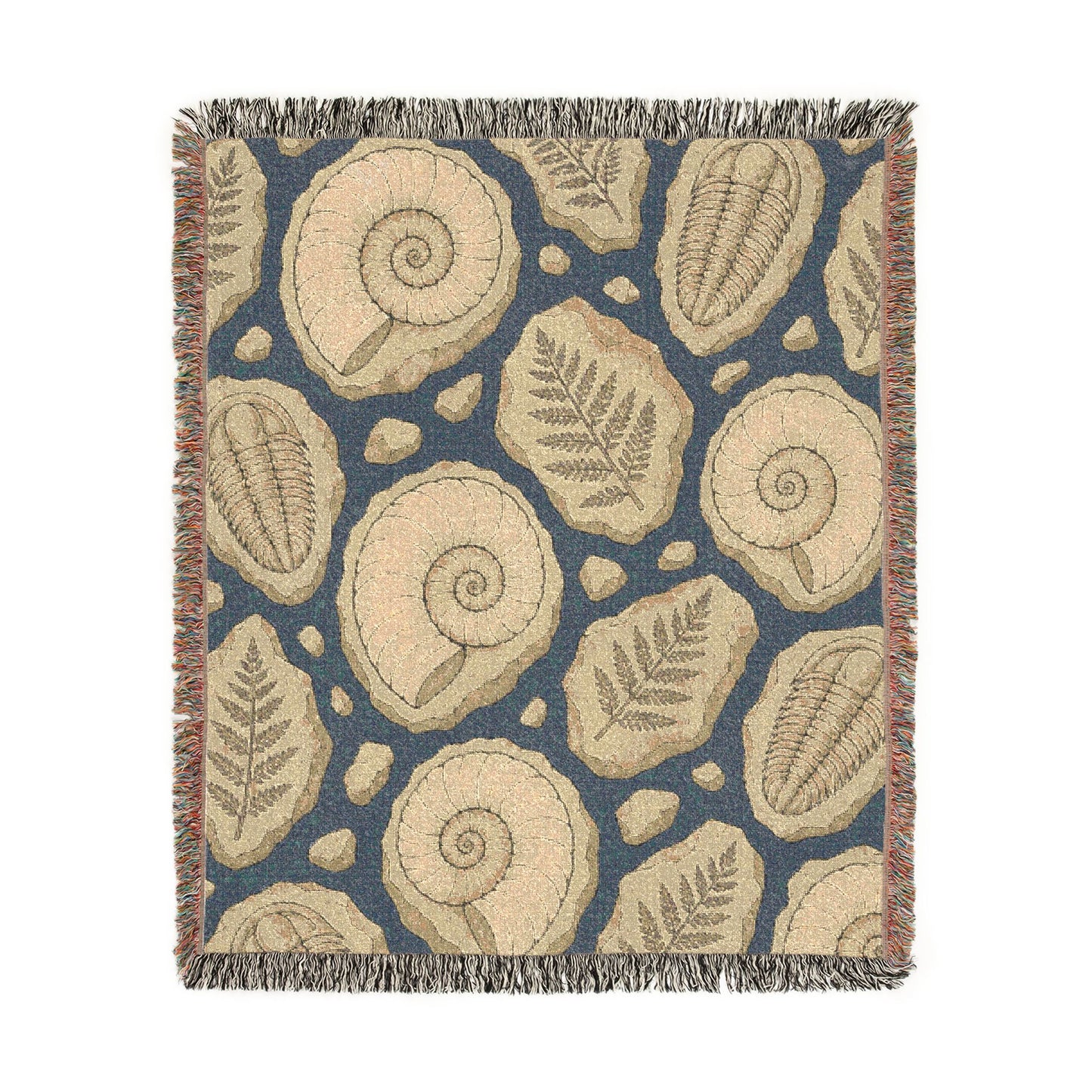 Fossils and Ferns Woven Throw Blanket — Nautical Coastal Home Decor