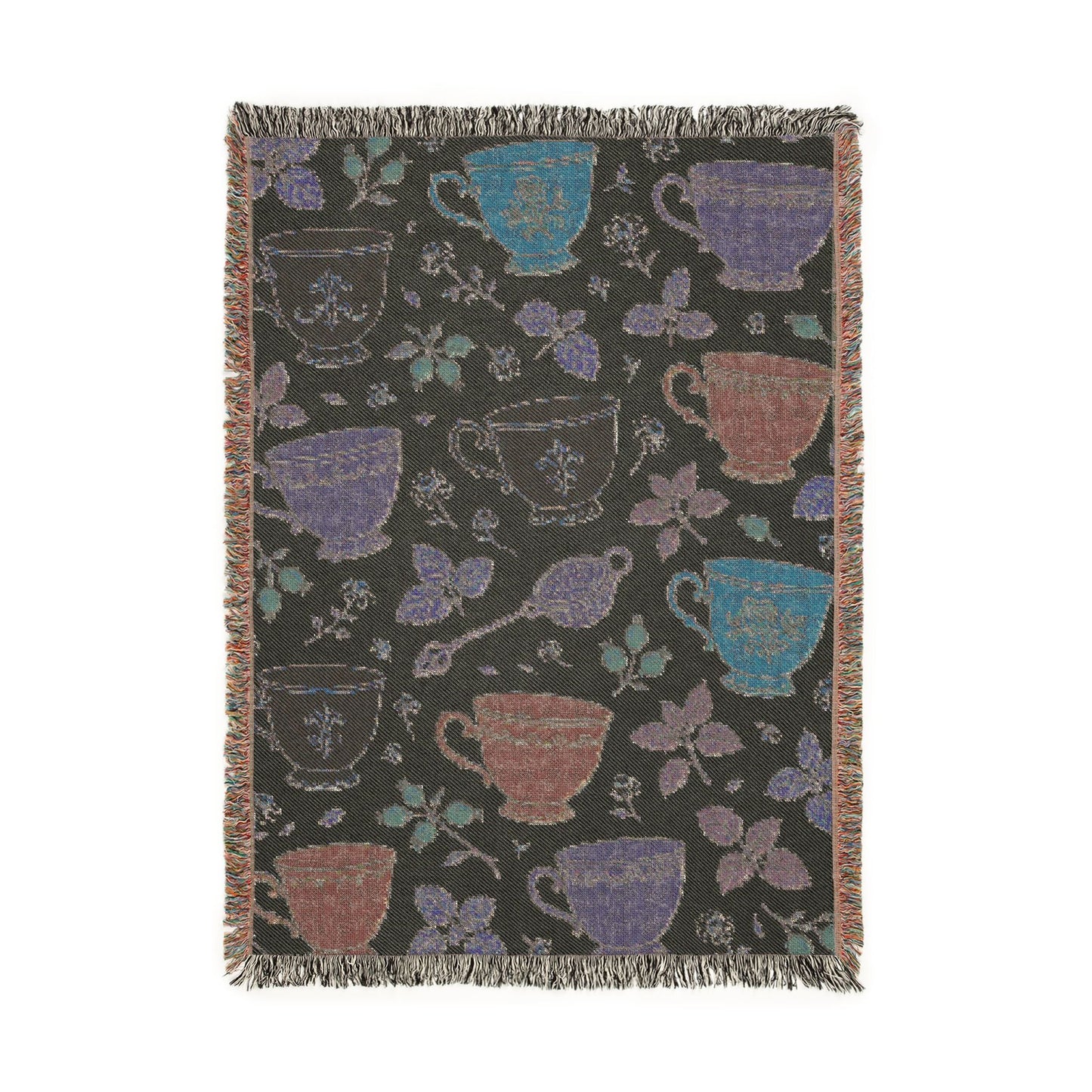 Herbalist Woven Tea Kettle Blanket — Cozy Vintage Kitchen Throw