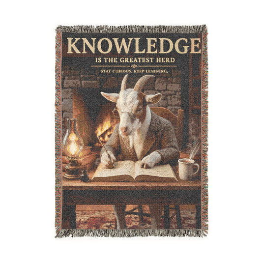 Knowledge Goat Scholar Woven Blanket Library Throw