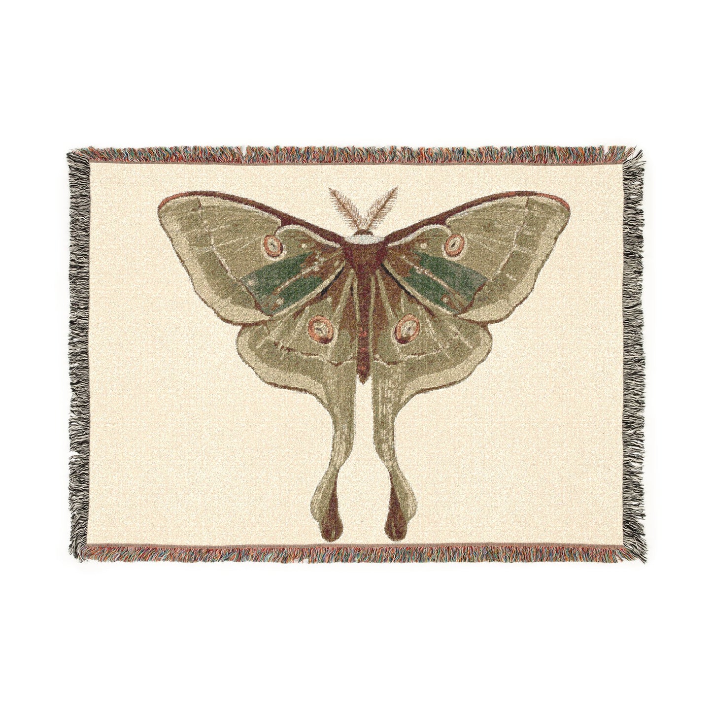 Luna Moth Woven Throw Blanket — Nature-Inspired Decorative Tapestry Blanket