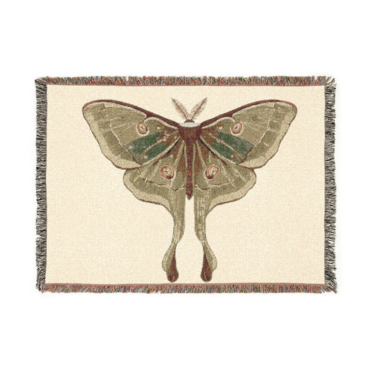 Luna Moth Woven Throw Blanket — Nature-Inspired Decorative Tapestry Blanket