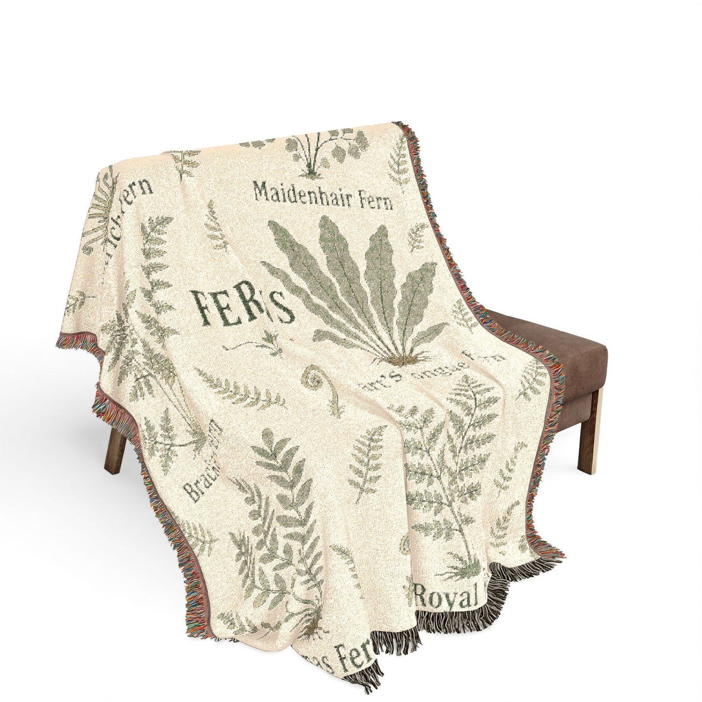 Homeschool ferns Throw Blanket — Botanical Vintage Herb Design
